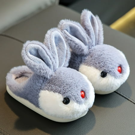 

CHAOLEI Toddler Girls Sandals Warm Shoes Boys Girls Cartoon Soft Soled Slippers -Grey 12