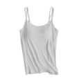 thumbnail image 4 of COMVALUE Built in Bra Tank Tops for Women Summer Casual Scoop Neck Spaghetti Straps Camisole Plus Size Athletic Workout Tops Grey for Size M, 4 of 4