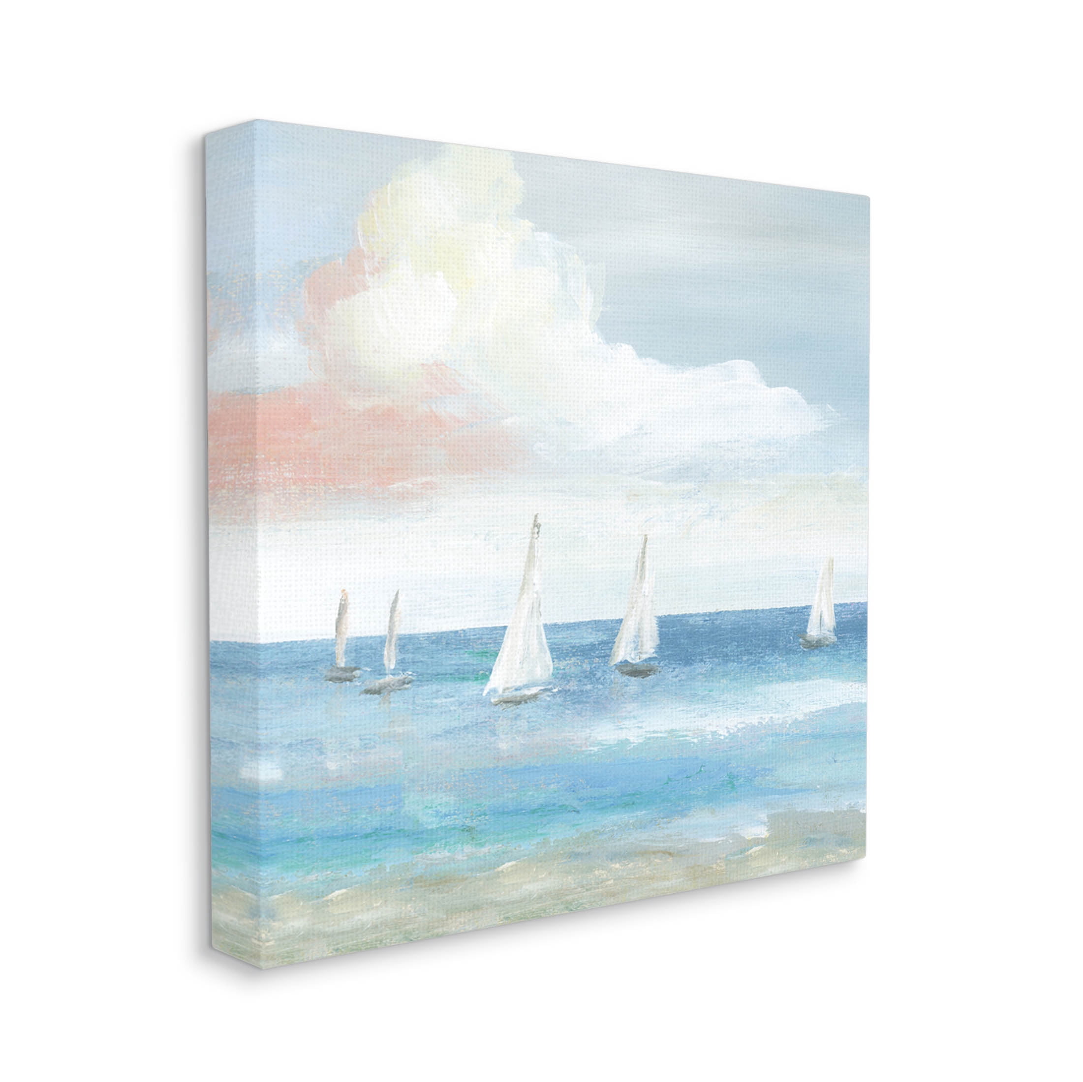 Stupell Industries Floating Sailboats Calm Ocean Tide Painting Gallery Wrapped Canvas Print Wall Art, Design by Nan