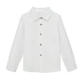 thumbnail image 4 of Bnwani Long Sleeve Toddler Shirts Plain Cotton White Lapel Casual Fashion Tops 7-8 Years, 4 of 6
