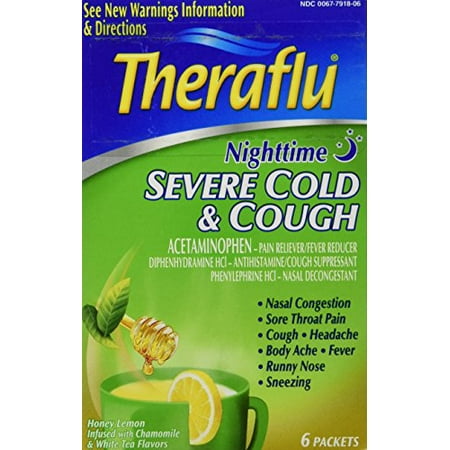 Theraflu Nighttime Severe Cold & Cough Honey Lemon 6 ...