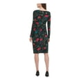 thumbnail image 2 of TOMMY HILFIGER Womens Black Floral Long Sleeve Midi Sheath Dress Size: 4, 2 of 4