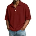 thumbnail image 2 of DPTALR Men's Solid Color Short Sleeve Button-Up Casual Shirt,Wine,Big and Tall Men XXXL, 2 of 9