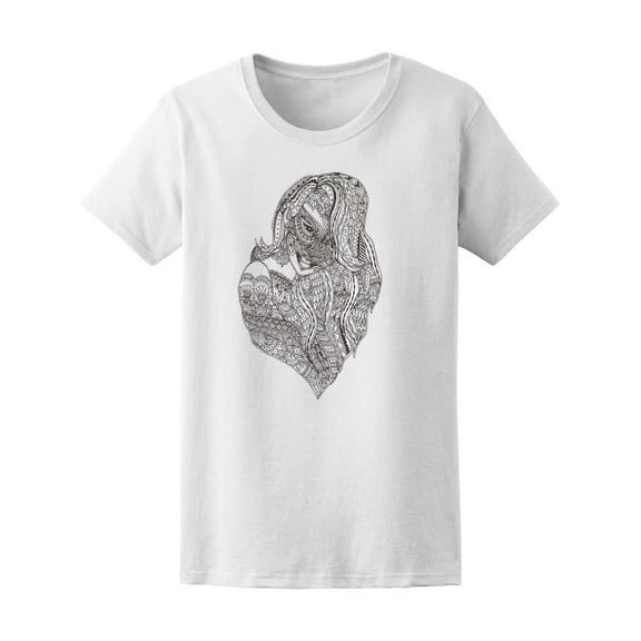 Young Woman Ethnic Zen Doodle T-Shirt Women -Image by Shutterstock, Female Medium