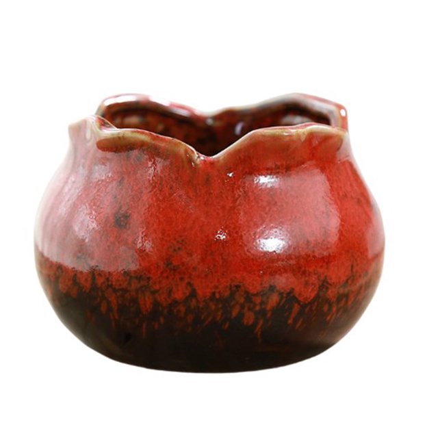 Advancent Maceta de cerámica para flores, maceta esmaltada para plantas, orificio de drenaje, adornos de bonsái, maceta para el hogar, jardín, Jardín y Patio Rojo