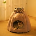thumbnail image 3 of Cama tipo cueva para gatos, lavable, autocalentable, cálida y acogedora para gatitos pequeños y medianos. Gris, 3 of 9