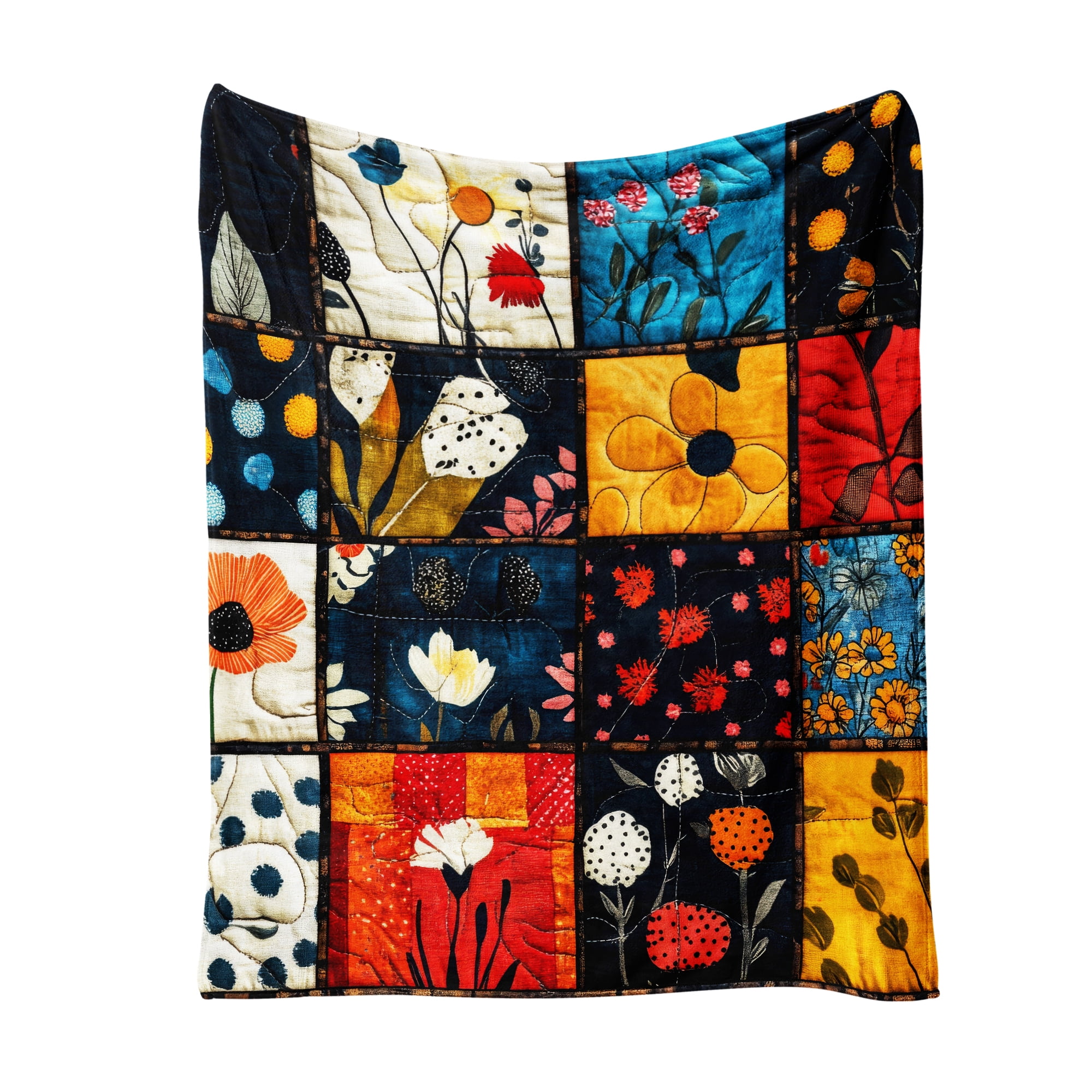 Flannel Fleece Twin Blanket, Soft Large Twin Blanket, Lightweight Cozy Plush Twin Blanket Fit Sofa Bed, 60"x80", Patchwork Floral Pattern