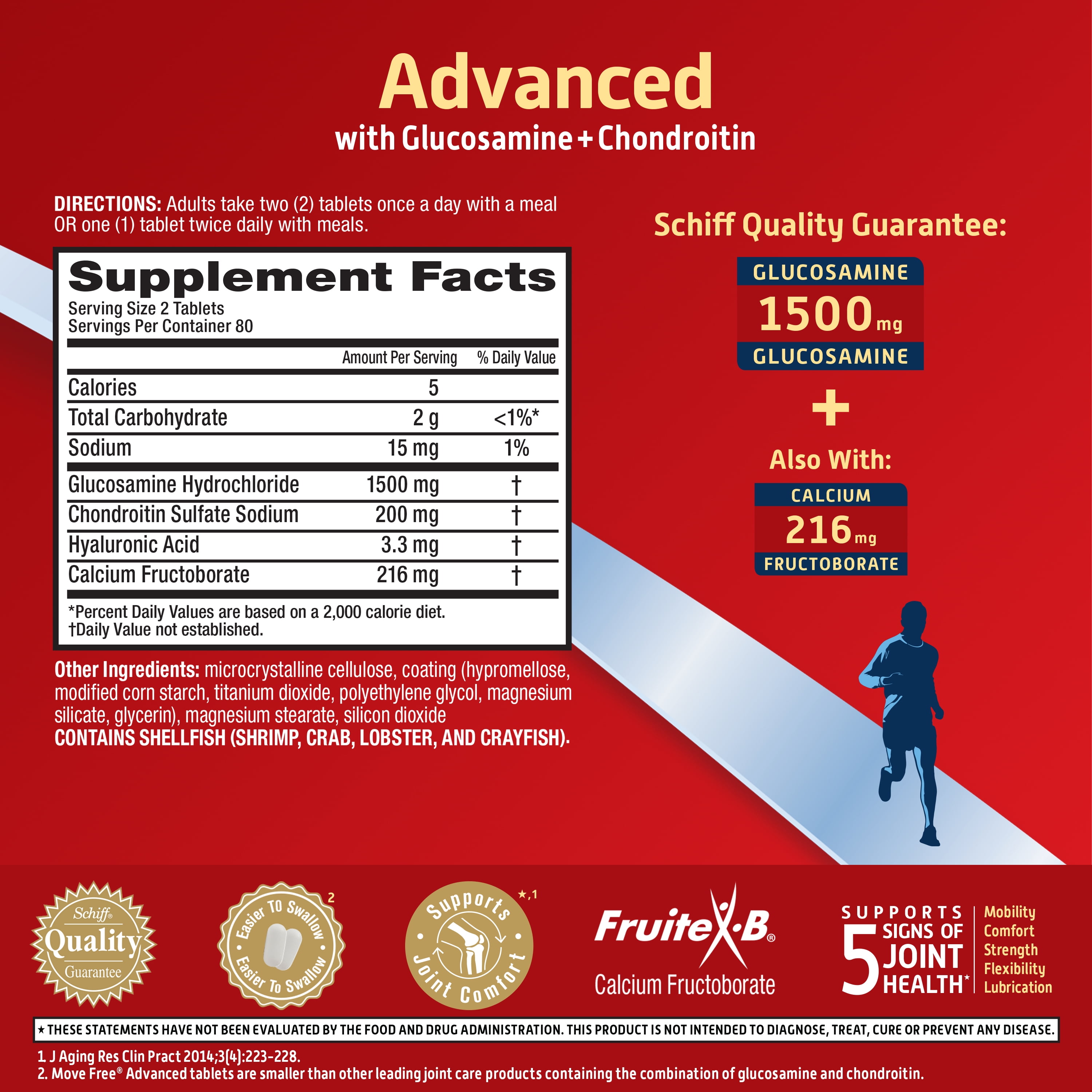 Move Free Advanced Glucosamine Chondroitin Tablets 160 Count Box Joint Health Supplement Walmart Com Walmart Com