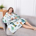 thumbnail image 5 of Oversized Wearable Blanket Hoodie,Colorful Dinosaurs THIAGO Cacti Pattern Sherpa Blanket Hoodie with Super Pockets,Super Warm Fuzzy Pullover for Women & Men, 5 of 6