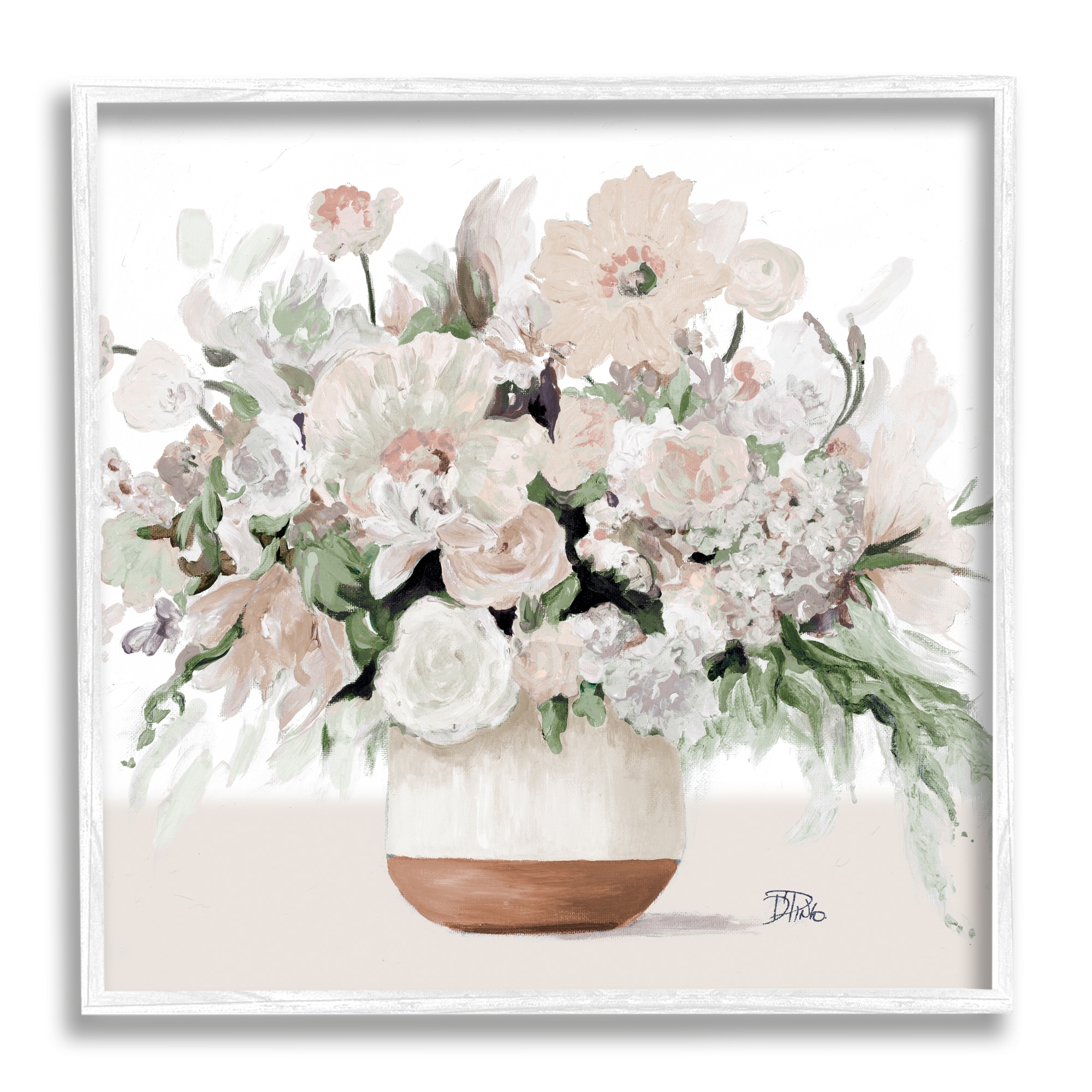 Stupell Industries Blooming White Flower Arrangement Overflowing Bouquet Vase Painting White Framed Art Print Wall Art, Design by Patricia Pinto