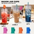 thumbnail image 3 of Vaso de vidrio Mason Jar Cups ANOTION con tapa de bambú de 710 ml, paquete de 4, 3 of 8