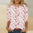 thumbnail image 1 of Hamky T-shirts pour Femmes Manches 3/4 Hauts Imprimés Cœur T-Shirts pour Femmes Manches 3/4 Col Rond T-Shirts Graphiques Hauts de Vacances T-Shirts Graphiques T-Shirts pour Femmes Rose 4TG, 1 of 5