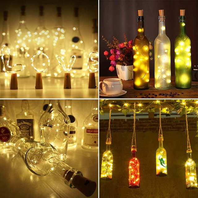 Copper Wire Fairy Bottle Lights with Cork Batteries for Parties, Weddings and Christmas 9 Pack Warm White WD.WDQZL Hogar