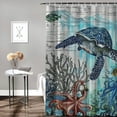 thumbnail image 2 of Orinice  Nautical Sea Turtle Shower Curtain for Bathroom Ocean Themed Octopus and Jellyfish on Vintage Rustic Wood Shower Curtain with 10 Hooks Sea Life Bathroom Curtains Shower Se 69x72, 2 of 7