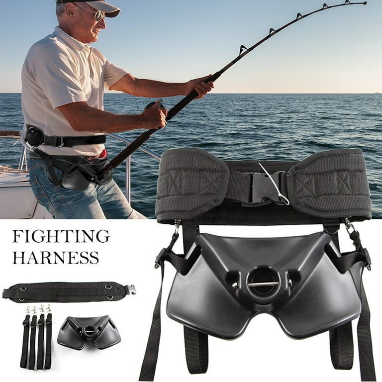 Homitt Adjust Fishing Belly Belt ,Fishing Waist Pole Holder,Vest Belt for  Sea Boat Fish,Black