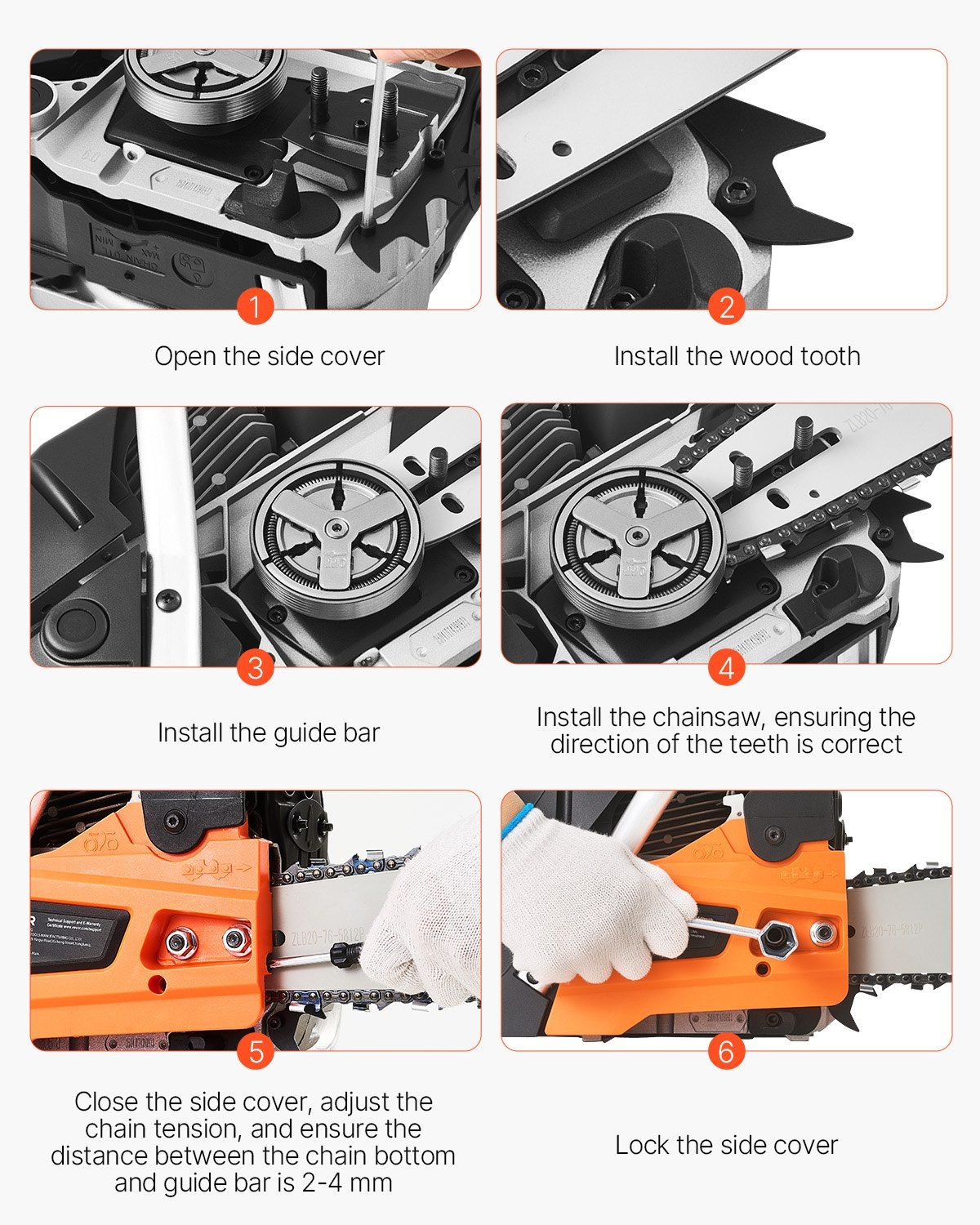 62cc 20 Inch 3.8HP Gasoline Chainsaw with Non Slip Handle Dual Fuel Tank for Wood Cutting Tree Trimming Land Clearing