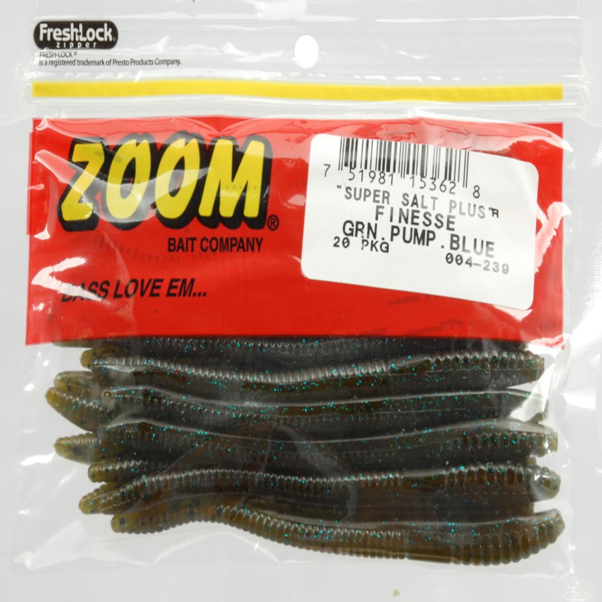 Zoom Finesse 4.5'' Green Pumpkin Blue 20pk - Walmart.com