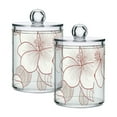 thumbnail image 2 of Minimalist Flowers Bathroom Canisters Set of 4 Translucent Plastic Storage for Cotton Pads and Floss, 2 of 7
