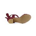 thumbnail image 5 of BLISSFUL STEP Women's Shoes Slingback Back Ankle Open Toe Tie Block Heels Sandals Burgundy 9.5, 5 of 8