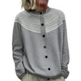thumbnail image 4 of Bovemsi Womens Sweaters Cozy Women's Fun Autumn/Winter Retro Flower Long Sleeve Button Knitted Cardigan Sweater Business Casual Sweaters, 4 of 8