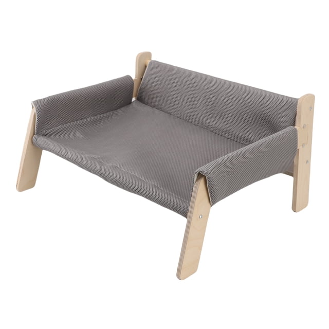 Raised Cat Bed, Wooden Cat Sofa with Hammock Style Stable Support Relaxing Strong Load Capacity for Relaxing and Playing