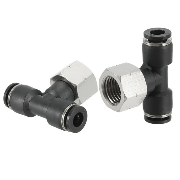 Uxcell Female Branch Tee 1/4 Inch Tube OD x 1/4FNPT Thread Push to Connect Fittings 2 Pack
