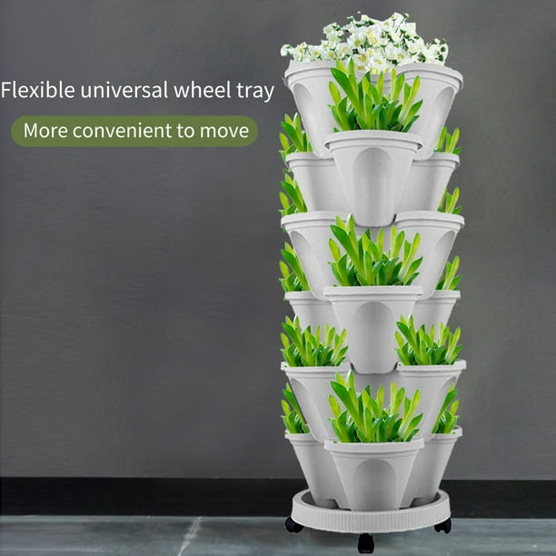 Jardinière Empilable Verticale 4 Niveaux Terracotta - Tour De Jardin Pour Fraises Herbes Fleurs