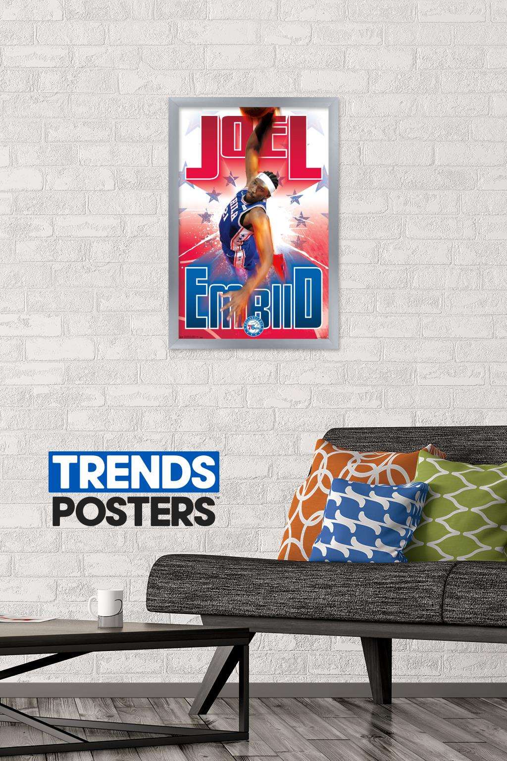 NBA Philadelphia 76ers - Joel EmbIId 17 Wall Poster, 14.725" x 22.375", Framed