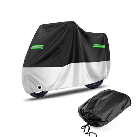 WIKCOVER Heavy Duty Waterproof L Motorcycle Cover Outdoor Indoor with Reflective Strips for Harley Honda Suzuki 86.68*35.46*43.34in