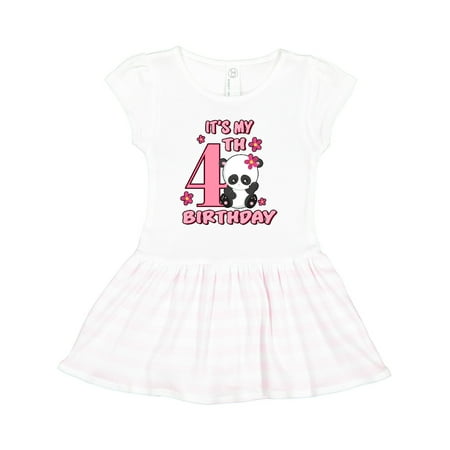 

Inktastic It s My Fourth Birthday with Panda Bear Gift Toddler Girl Dress