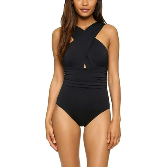 Sngxgn Women's Swimsuit High Neck Tummy Control Swimwear Bathing Suit(Black,XXL)