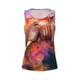 thumbnail image 4 of Xecao Oil Paintings of Elephants print women's scoop neck, loose-fit workout tank tops for the gym., 4 of 9