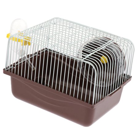Hamster Cage Transport Box with Running Wheel Water Bottle Dish Coffee