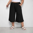 thumbnail image 3 of Womens Summer Capris New Women's Plus Size Capris Summer Casual Cropped Pants High Waisted Wide Leg Trousers with Pockets Black 4XL, 3 of 7