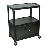 Offex AVJ42XLC - Black Extra Large Adjustable Height Steel A/V Cart Cabinet