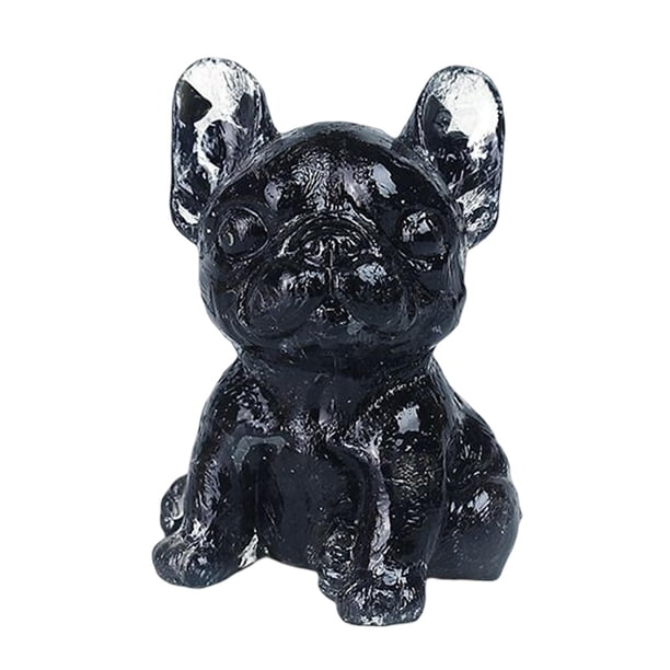 Bonita figura de bulldog francés pequeña para la sala de estar, entrada de casa, coleccionable Negro