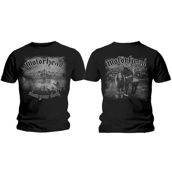 Motorhead Unisex T-Shirt Clean Your Clock B&W (Back Print) (Small)