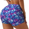 thumbnail image 2 of Kdxio blue Skull purple flower Print Workout Shorts for Women Seamless Soft Smooth Gym Yoga Scrunch Active Shorts, 2 of 5