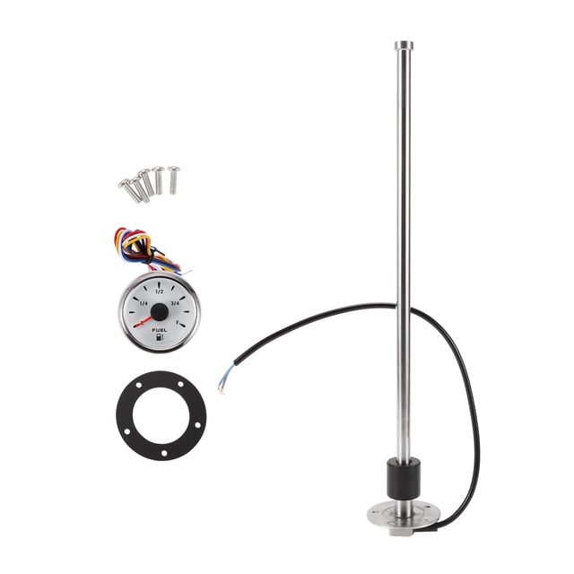 Kit de unidad de envío de combustible y medidor Unique Bargains Unidad de envío de combustible marino Metal 16.73" 1 juego tono plateado negro blanco 0-190 Ohm