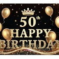 thumbnail image 4 of Yatrandify Golden Theme Happy Birthday Banner Crown Design 50th Celebration Balloon Decorations for Birthday Party Milestone Celebration Indoor Decoration, 4 of 8