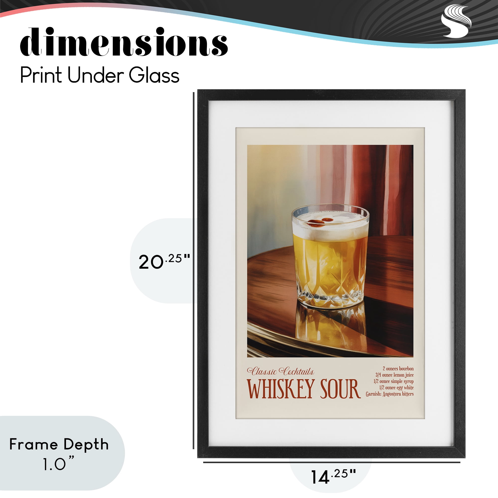 Stupell Industries Whiskey Sour on Table Black Framed Print Under Glass, design by Andreas Magnusson