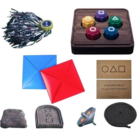 Korean Squid Folk Game Set of 7, Gong-gi Stone, Jebi chagi, Biseokchigi, Paeng-y, DDAKJI,Toy Family Travel Games