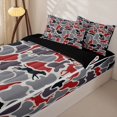 thumbnail image 3 of Manfei Vintage Camo Zipper Twin Comforter Sets with Fitted Sheet and 2 Pillowcases,Kawaii Deer Zipper Bedding Set,Red Black,Black Reversible,4pcs, 3 of 8