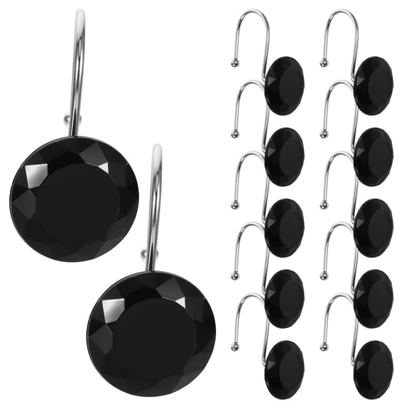 WSTEER 12pcs Shower Curtain Hook Creative Acrylic Metal Shower Rod Hooks Curtain Hangers