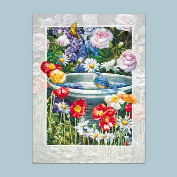 Pumpernickel Press Embossed Small/Petite Blank Note Card Set - Garden Reflections, 18 Count. Made in USA