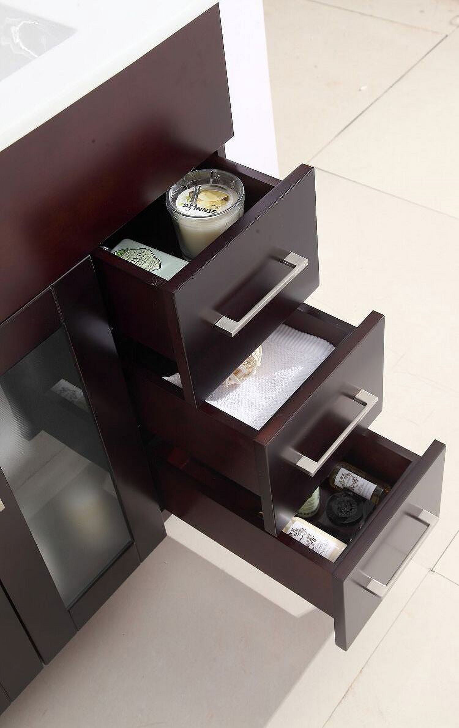 32 Inch Single Sink Brown Cabinet With Ceramic Basin Countertop - Laviva