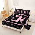 thumbnail image 2 of Erosebridal Kid Cute Ribbon Queen Sheet Sets, Initial E Letter Bed Set, 4 Pieces, 2 of 5