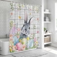 thumbnail image 6 of Easter Shower Curtain, Waterproof Shower Curtains for Bathroom, Spring Bunny Colorful Eggs Plants Wooden Grain Washable Fabric Bathtub Curtain Set Bath Decor with 12 Hooks 48"x72", 6 of 8
