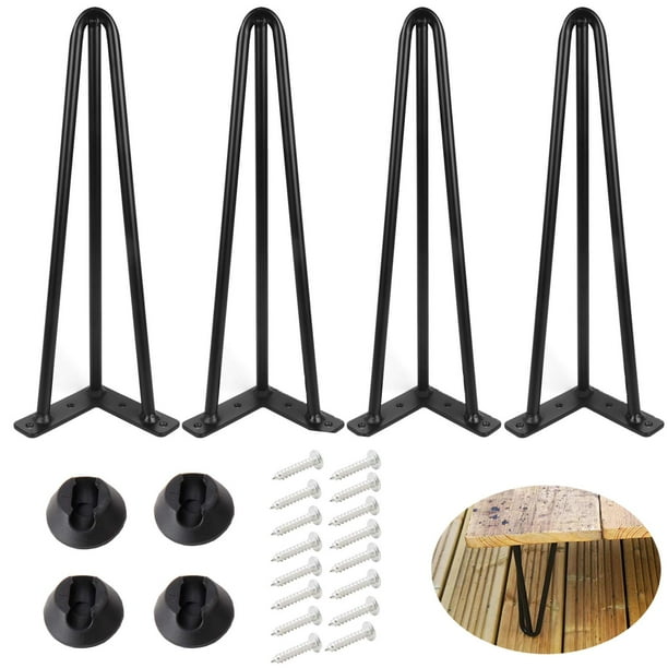 Alxeh Patas De Mesa Con Forma De Horquilla De 14 Pulgadas, 1/2 De Diámetro, 3 Varillas, Patas De Horquilla Para Bricolaje, Patas De Mesa De Centro Con Horquilla Negra, Patas De Muebles De Metal Resist