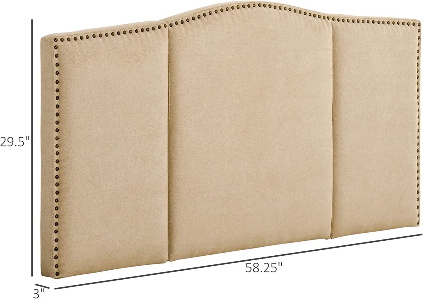 LueInJoy Upholstered Nailhead Trim Headboard Home Bedroom Decoration for Full and Queen-Sized Beds Beige - image 3 of 3